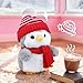 Penguin Stuffed Animal, Penguin Plush with Red Knit Hat Scarf for Girls Lovers Kids Boys Adults, Soft Cute Stable Weighted Plush Toy Gifts for Christmas Winter Decor Birthday Valentine Holiday 10 Inch