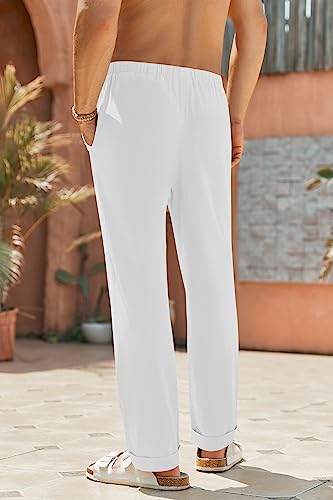 Image of Gafeng Mens Linen Pants Yoga Casual Beach Summer Harem Baggy Trousers