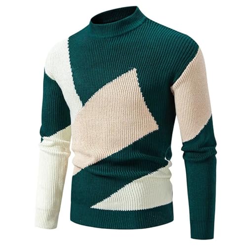 Men's Contrasting Knitted Pullover Sweater Half Turtleneck Casual Street Warm Top