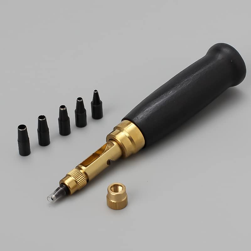 Adjustable Screw Hole Punch, Leather Hole Punch Tool, Paper Hole Punch, Craft Puncher, 6 Tip Sizes Fabric Punch Set, Automatic Belts Hole Punch Replaceable Mute Rotary Tool (Black)
