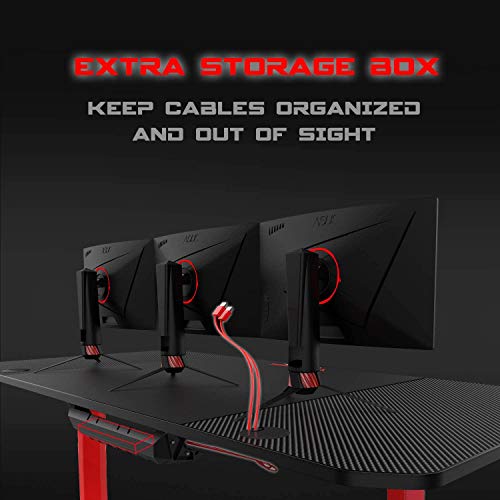 Vitesse Gaming Desk 63 Inch, Ergonomic Gamer Computer Desk With Mouse Pad, Pc Gaming Tables With Gaming Handle Rack, Cup Holder Headphone Hook #TOP4