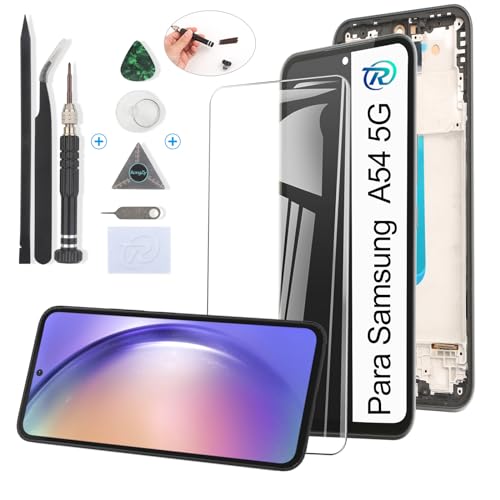 RongZy Pantalla para Samsung Galaxy A54 5G SM-A546B Pantalla Táctil LCD Kit de Pantalla de Repuesto Ensamblaje Digitalizador de Reemplazo con Herramientas(Negro con Marco)
