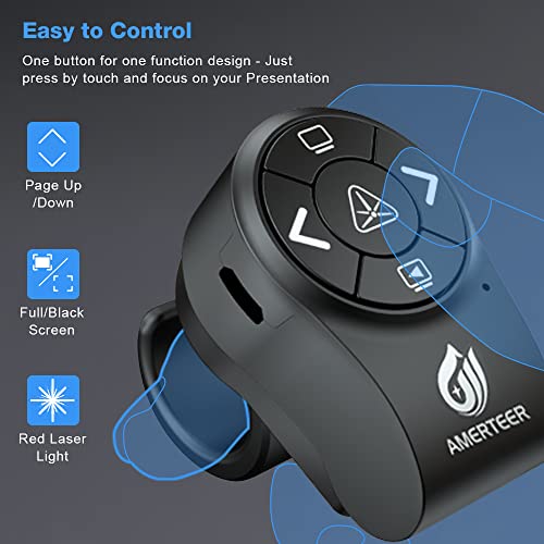 amerteer wireless presentation clicker for powerpoint presentations rf 24ghz finger ring remote ppt slides clicker pen rechargeable
