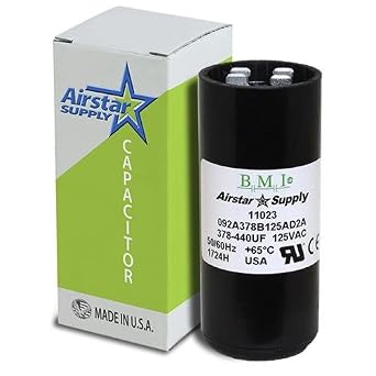 378-440 uF x 110/125 VAC - BMI Start Capacitor # 092A378B125AD2A - Made in the USA