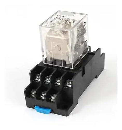 Relé MY4J-AC24V con base de 14 pines para control simultáneo de 4 circuitos independientes 3