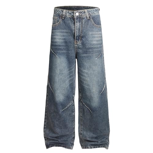 Men's Baggy Hip Hop Jeans Wide Leg Y2K Skater Denim Pants Fashion