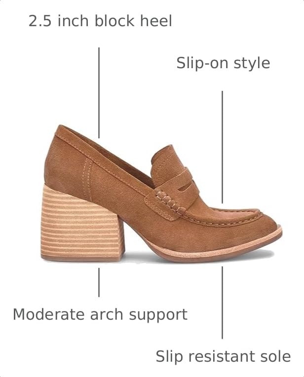 Image of MOOMMO Women Chunky Platform Loafers Pumps Round Closed Toe Slip On Penny Loafers Suede Block High Heels Oxford Shoes Formal Classic Thick Heel Dress Loafer Office Ladies Vintage Comfort 4-11 M US