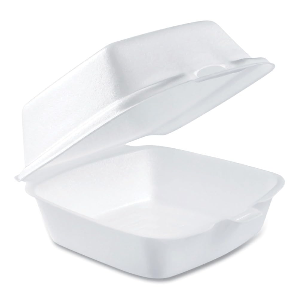 DART CONTAINER Dart Carryout Food Container, Foam, 1-Comp, 5 1/2 x 5 3/8 x 2 7/8, White (Case of 500), 1 Compartment