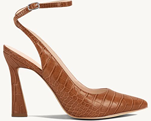 Womens Closed Toe Ankle Strap Heels Pointed Toe Pumps Shoes Slingback High Heel Wedding Dress Shoes2