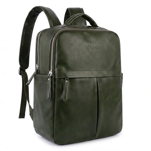 Image of VISMIINTREND Leather Laptop Backpack Bag for Men & Women | Casual, Office, College, Travel, Airport, Weekender Bag | Fits upto 15.6 Inch Laptop, Macbook | Durable | Birthday, Rakhi Gifts