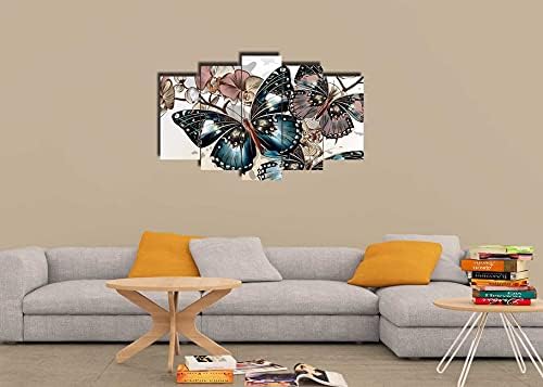 Homemania HM205MDF094 Butterfly Picture - 5 Pieces - Animals - per Living Room - Multi-Coloured MDF - 95 x 0.3 x 60 cm