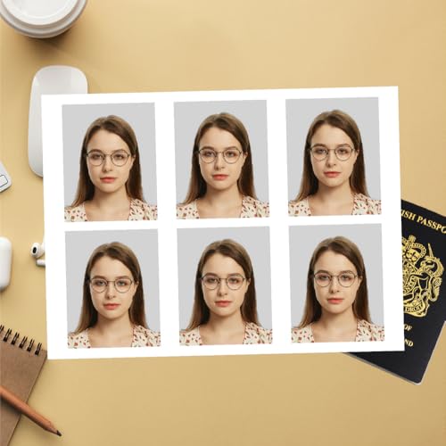 Passport Photo Prints - 6x Official Size 35mm x 45mm passport photos for UK European Union and international ID documents