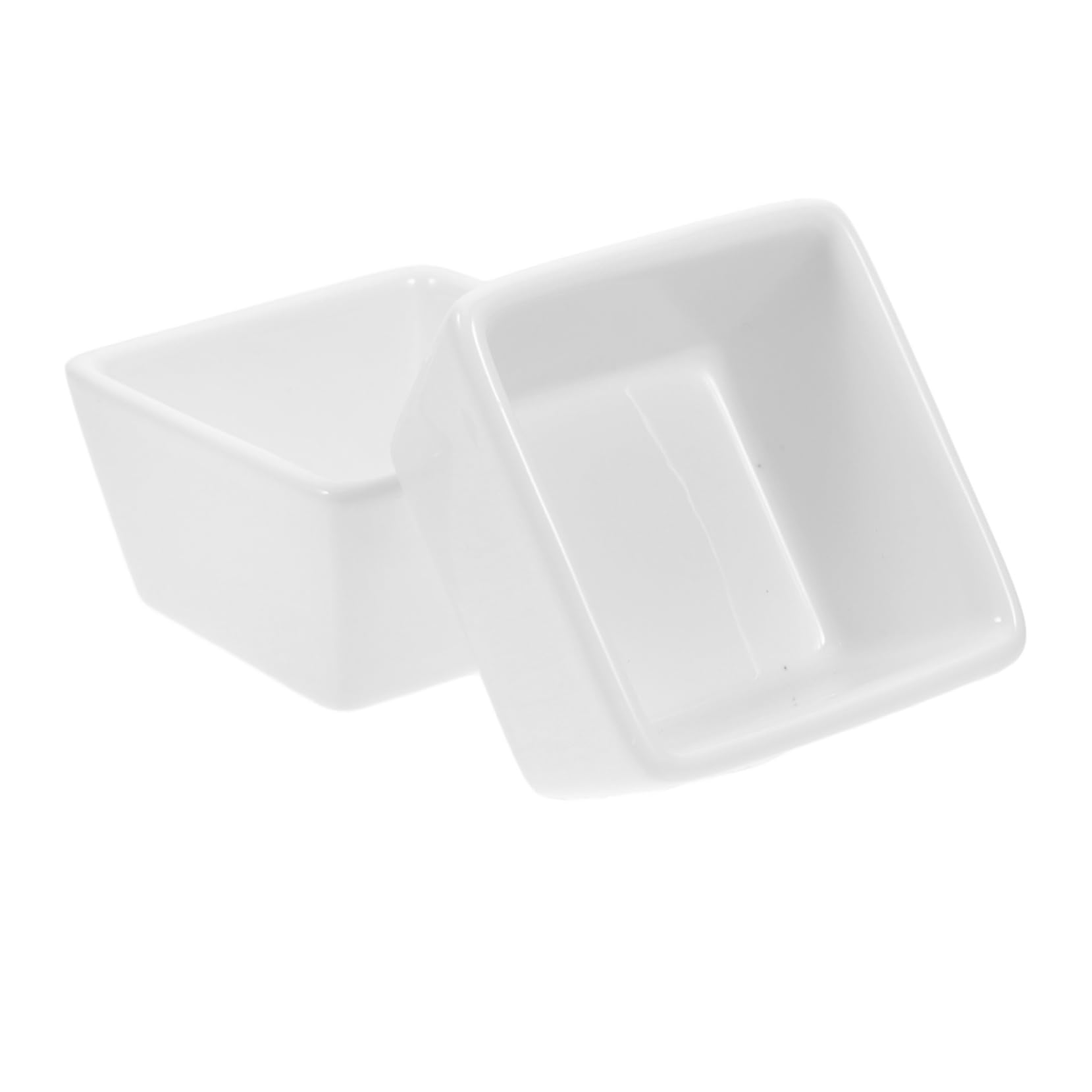 HOLIDYOYO 2pcs Square Sugar Bowl Candy Holder Without Lid Mini Sauce Cups Sugar Cube Container Coffee Sugar Packets Small Prep Cups Sauce Bowls Condiments Packet Holder Ceramics White