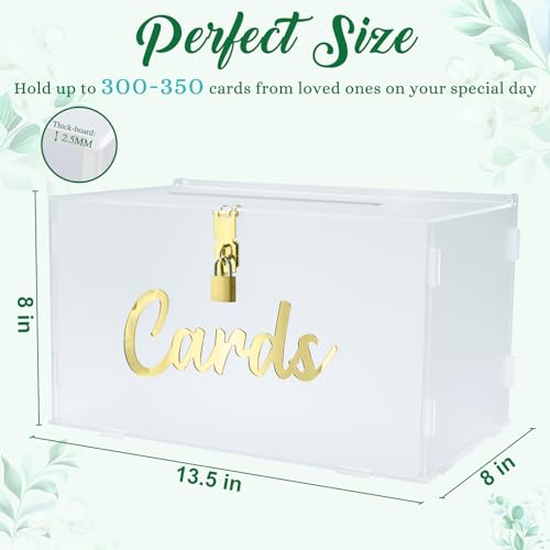 Image of OurWarm Frosted Acrylic Wedding Card Box with String Light, Large Gift Card Box Holder for Wedding Reception, Honeymoon Fund Envelope Money Boxes for Party Graduation Baby Shower Birthday Decorations