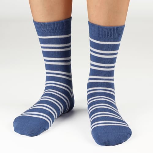 Cotton Day Kids Boys Crew Dress Socks Bright Colorful Stripes Design 6-8 Years Blue Gray Size M thumb #1
