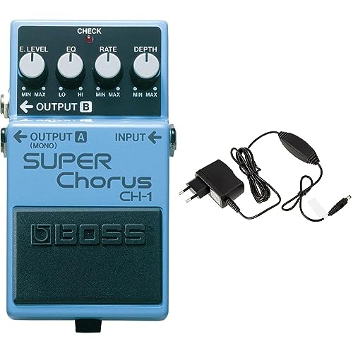 Pédale Super Chorus CH-1 BOSS avec alimentation secteur PSA-230S pour répétition et studio