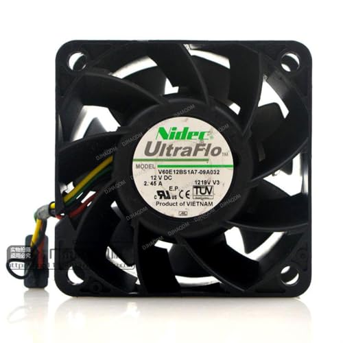 DJHAQDM Compatible para Nidec V60E12BS1A7-09A032 12V 2.45A 6cm 4-Wire Ventilador refrigeración