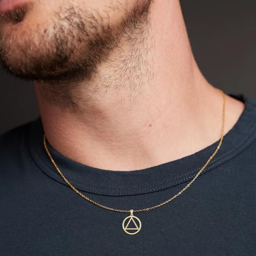 Sobriety Gift 925 Sterling Silver Alcoholics Anonymous Necklace AA Recovery Symbol Sobriety Alcoholics Anonymous Gifts for Women Men3