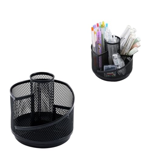 Porte-stylos multifonctions en métal pot à crayon noir rangement bureau maison - 3