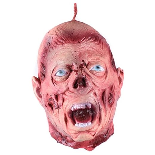 Gcroet Abgetrennter Kopf hängend beängstigend geschnitten abgetrennte Kopf Realistische Körperteile dekorative Latex -Horror -Requisiten für Party Haunted House Streichfilm.