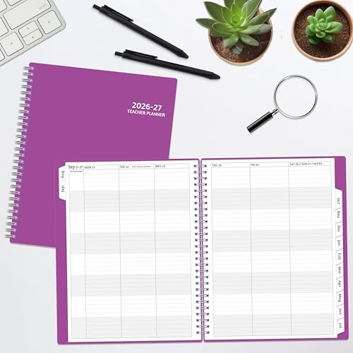 GoiUnlt Teacher Planner 2026-2027, AUG. 2026 – JUL. 2027, Lesson Planner 2026-2027 Academic Year, with Tabs, Thick Paper, 2-Sided Pocket, 8’’ x 10’’ Daily Weekly and Monthly Calendar with 8 Periods - Image 4