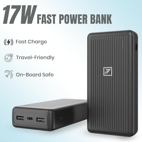 Image of ONE 7 20400mAh Portable Power Bank 17W - Dual USB & Type-C Output Slim Charger | LED Battery Indicator | Travel-Friendly Backup Battery for Smartphones & Devices (ON PB-40)