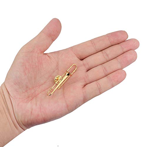 Dselvgvu Miniature Musical Instrument Fashion Lapel Brooch Pin With Red Velvet Lined Instrument Case Musical Gift Birthday Gift (2.13" Trombone Pin) #TOP2