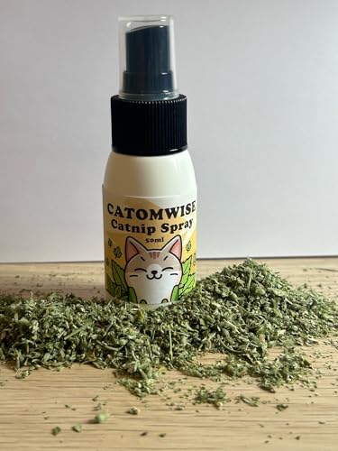 Catomwise Spray de hierba gatera | Spray de hierba gatera premium para gatos | Todo natural, duradero y seguro - Perfecto para juguetes, postes rascadores y ayuda de entrenamiento - Botella de 50 ml