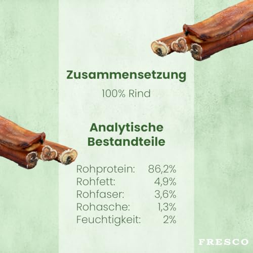 FRESCO Dog Ochsenziemer Hundeleckerli Kausnack aus 100% Rind für Zahnpflege und Belohnung I 25cm aus Deutscher Herstellung