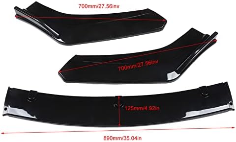 aqxreight Gloss Black első lökhárító toldat 3 részes splitter szett univerzális első spoiler autó tuning