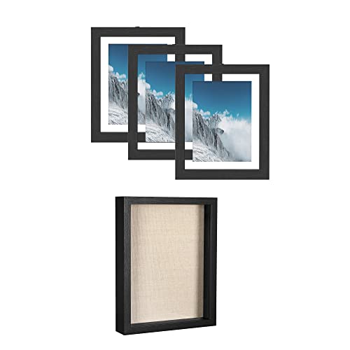 Songmics Set Of 3 Floating Photo Frames And Shadow Box Frame Bundle, Wall-Mounted Or Tabletop Stand, Black Urpf375B01 And Urpf007B01 #TOP18