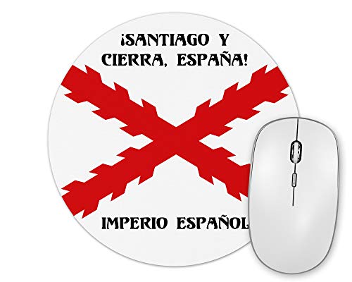 Planetacase - Alfombrilla De Ratón Redonda - Cruz De Borgoña - Diseño España Imperio Español Tejido Poliester - 20 cm