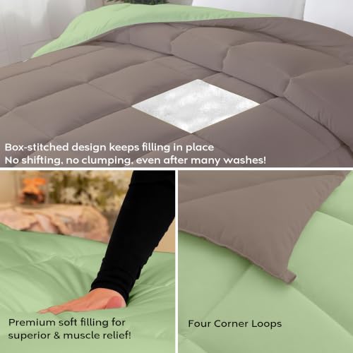 Image of AYKA Reversible Comforter 220 GSM Microfiber Reversible AC Comforter /Blanket for Winter /Quilt /Dohar /Duvets for King Size Blanket /Comforter Double Bed (Mocha & Moss, 60 * 90 inch)