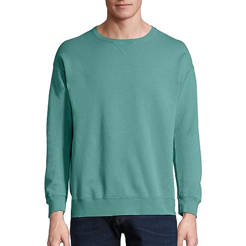 Hanes Comfortblend Men's Oversized Women, Comfortwash Boyfriend Crewneck Sweatshirts, Garment-Dyed Fleece (S–2XL), Spanish Moss, Large