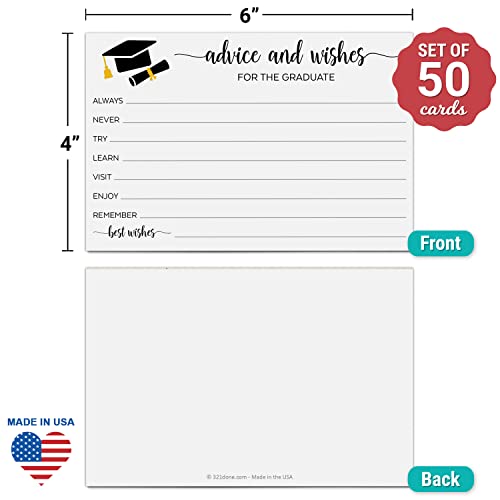 image for 321Done Advice and Wishes for The Graduate Cards 4x6 White 50-Pack, Ma