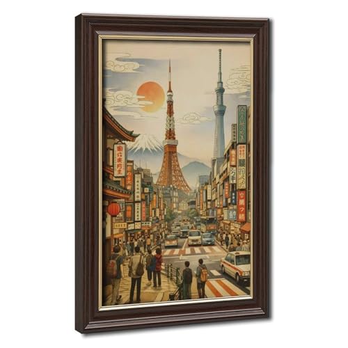 Tableau Tokyo mont Fuji vintage pour habiller un mur vide