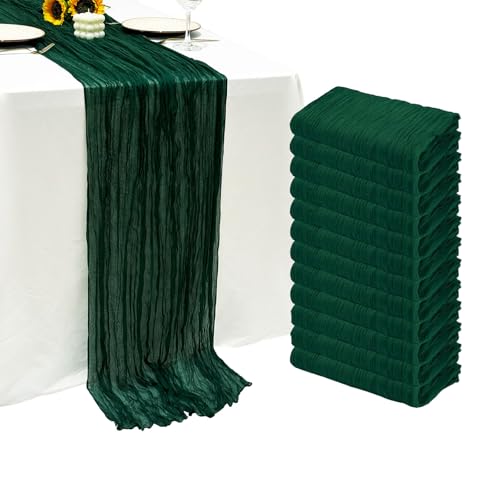 12Pack Emerald Green Cheesecloth Table Runner 20x120inch Gauze Runners