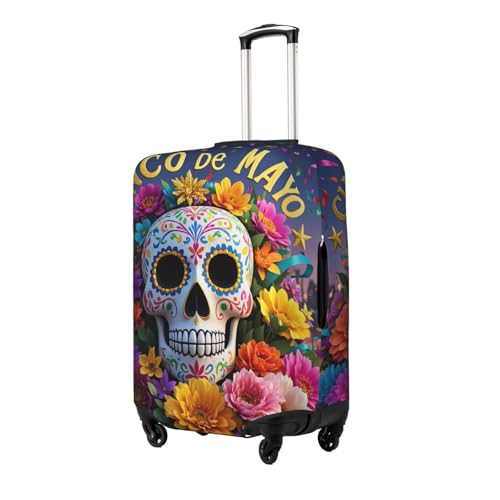 Cinco De Mayo Sugar Skull Flowers Luggage Covers For Suitcase Elastic Suitcase Cover Protector Anti Scratch Covers For 29-32 Inch Luggages XL2