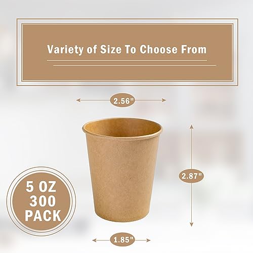 image for Lamosi 5 oz Paper Cups Disposable - 300 Count, Kraft Paper Cups for Ba