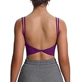 Aoxjox Women's Workout Sports Bras Fitness Yoga Crop Tank Twist Back Cami (Dark Purple, Medium)