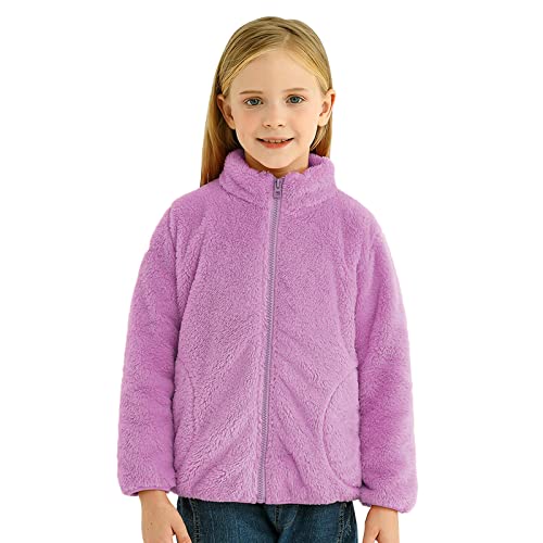 Toddler Boys Girls Long Sleeve Winter Solid Zippered Coat Jacket Thicken Warm Outwear Girls (Purple, 11-12 Years)2