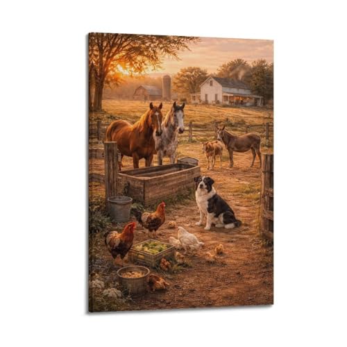 Art mural esthétique de paysage champêtre, affiche sur toile vintage émotion