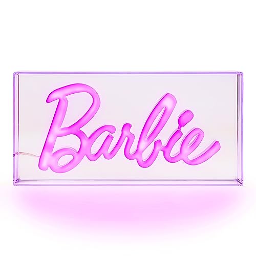 Image of Paladone Barbie Logo LED Neon Pink Sign, Officially Licensed Barbie Merchandise and Room Decor