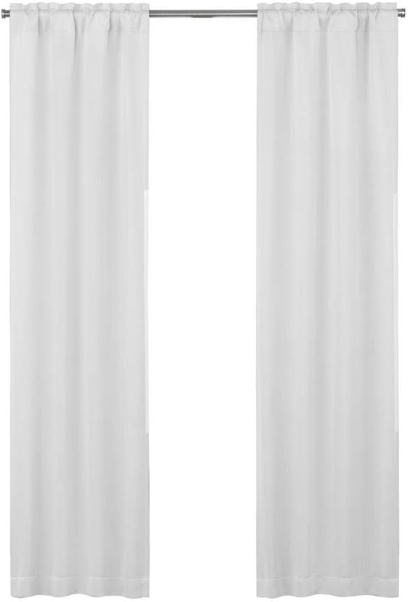 ECLIPSE Solid Minimalist Blackout Thermal Liner for Window Curtains with Drapery Hooks (2 Panels), 27" x 60", White