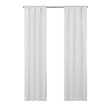 Solid Minimalist Blackout Thermal Liner for Window Curtains with Drapery Hooks (2 Panels), 27" x 60", White