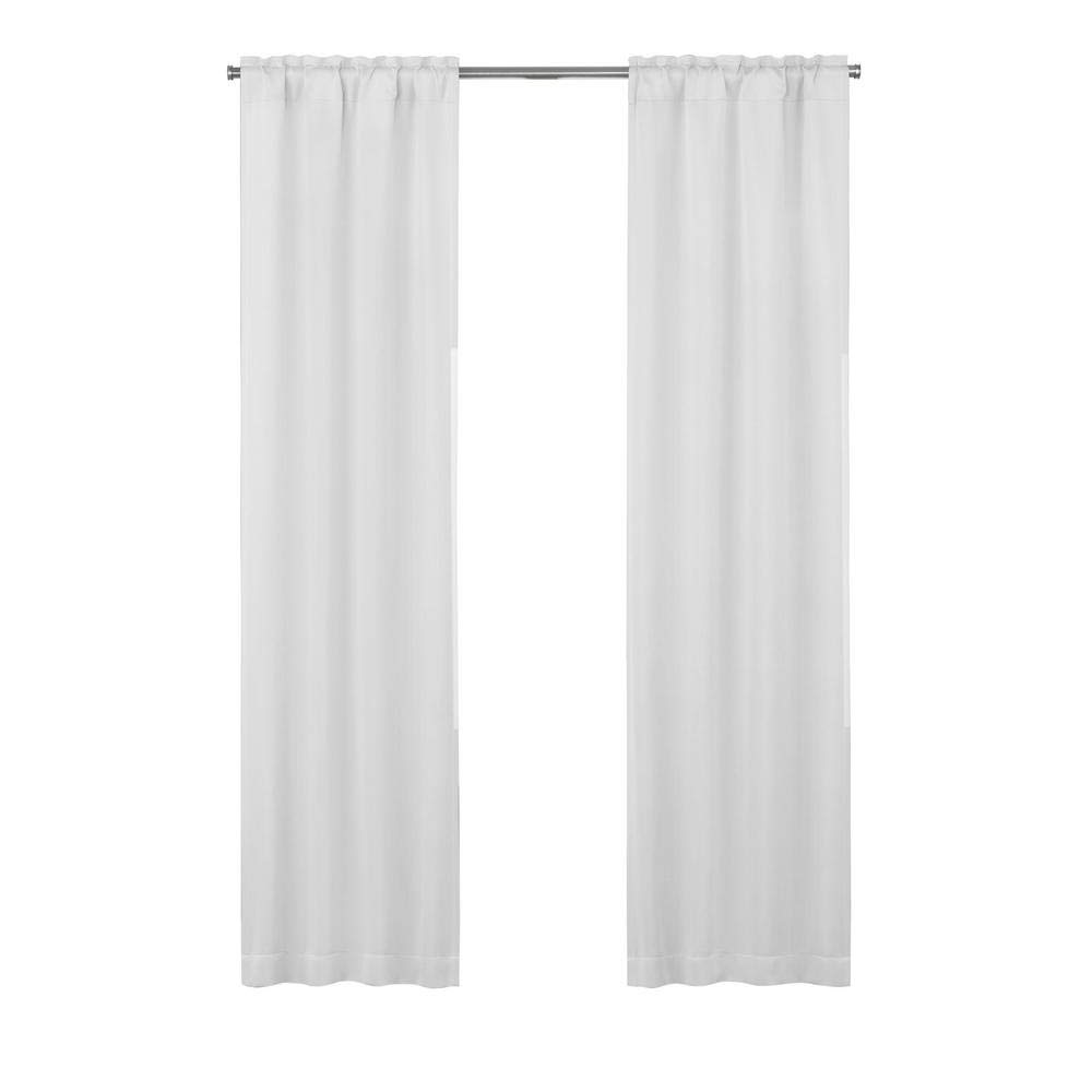 ECLIPSE Solid Minimalist Blackout Thermal Liner for Window Curtains with Drapery Hooks (2 Panels), 27" x 60", White