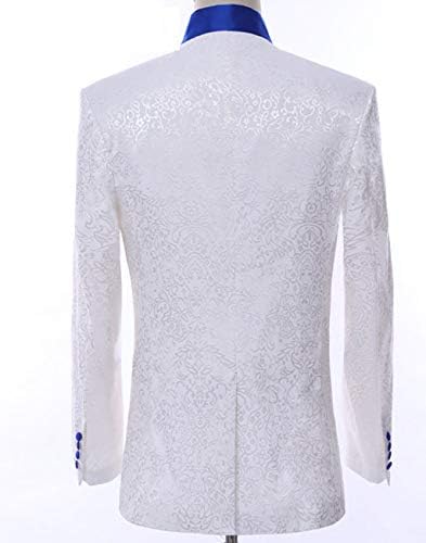 Paisley Slim Fit White Premium Floral Tuxedo Prom Wedding Groom 3 Pieces Suits - Image 4