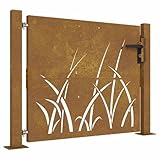 vidaXL Portail de Jardin, Portillon de Patio, Barrière de Sécurité, Porte d'Extérieure Terrasse, 100x100 cm Acier Corten Conception d'herbe