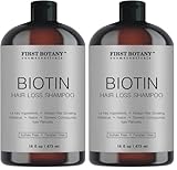 First Botany Cosmeceuticals, Hair Regrowth and Anti Hair Loss Shampoo 16 fl oz, with DHT blockers- Daily Hydrating, Detoxifying, Volumizing Shampoo For Men and Women (Pack of 2)