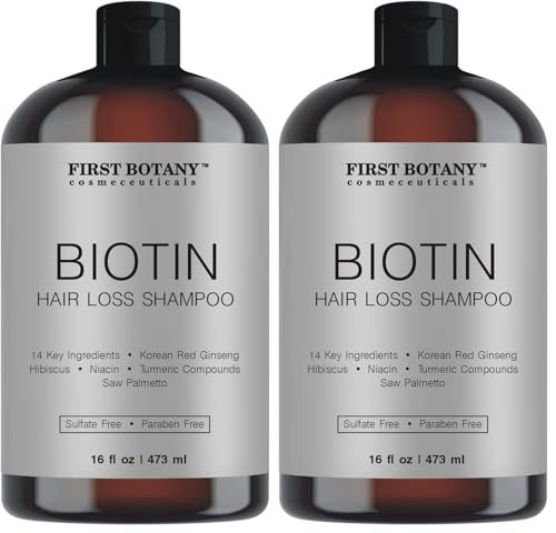 First Botany Cosmeceuticals, Hair Regrowth and Anti Hair Loss Shampoo 16 fl oz, with DHT blockers- Daily Hydrating, Detoxifying, Volumizing Shampoo For Men and Women (Pack of 2)